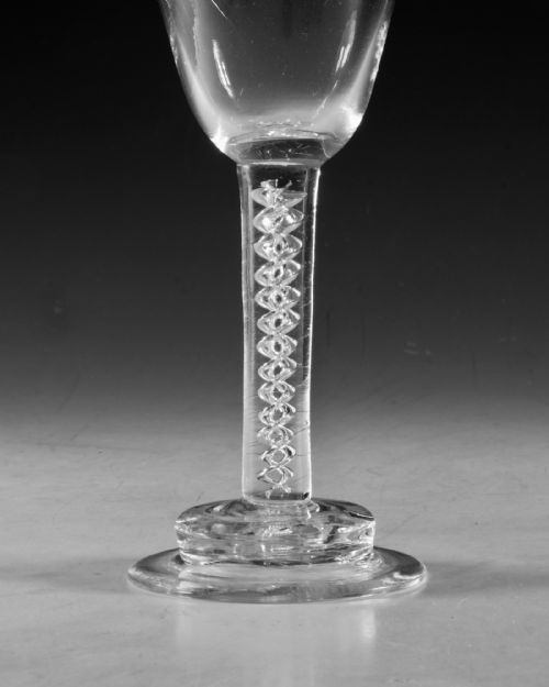 ANTIQUE GLASS WINE GOBLET MERCURY TWIST ENGLISH C1755 - ADDITIONAL PHOTO 4