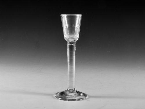 antique glass cordial glass plain stem english c1745 - CATEGORY: ANTIQUE GLASS - DATED 18TH CENTURY
