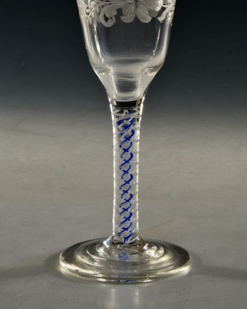 ANTIQUE GLASS BLUE COLOUR TWIST ENGLISH C1765 - ADDITIONAL PHOTO 6
