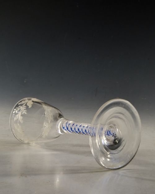 ANTIQUE GLASS BLUE COLOUR TWIST ENGLISH C1765 - ADDITIONAL PHOTO 7
