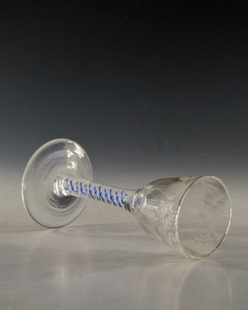 ANTIQUE GLASS BLUE COLOUR TWIST ENGLISH C1765 - ADDITIONAL PHOTO 8