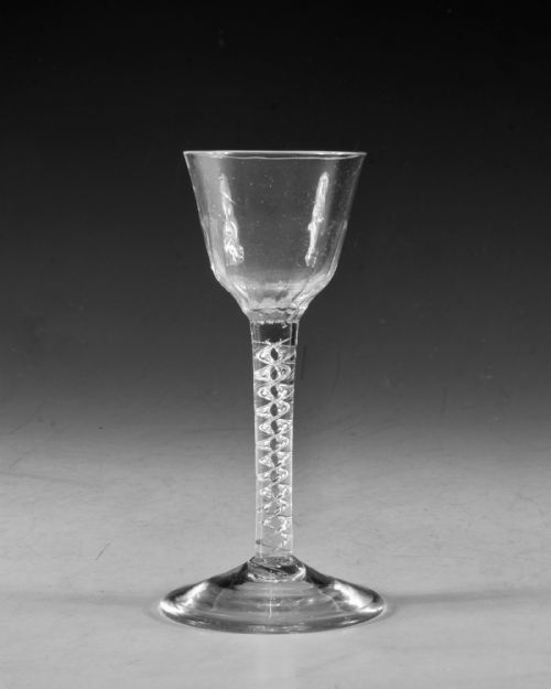 ANTIQUE GLASS WINE GLASS MERCURY TWIST ENGLISH C1755 - ADDITIONAL PHOTO 1