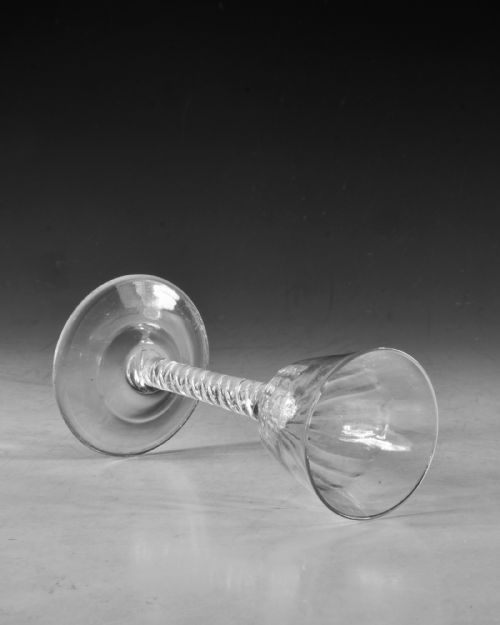 ANTIQUE GLASS WINE GLASS MERCURY TWIST ENGLISH C1755 - ADDITIONAL PHOTO 3