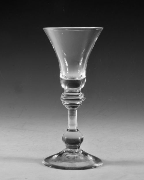 ANTIQUE GLASS BALUSTER WINE GLASS ENGLISH C1725 - ADDITIONAL PHOTO 1