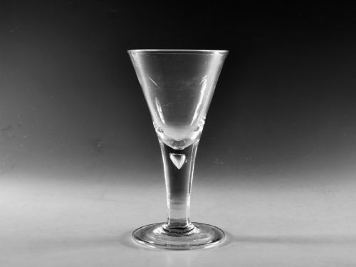 antique glass wine goblet plain stem english c1745 - CATEGORY: ANTIQUE GLASS - DATED 18TH CENTURY