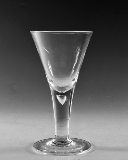 ANTIQUE GLASS WINE GOBLET PLAIN STEM ENGLISH C1745 - ADDITIONAL PHOTO 1