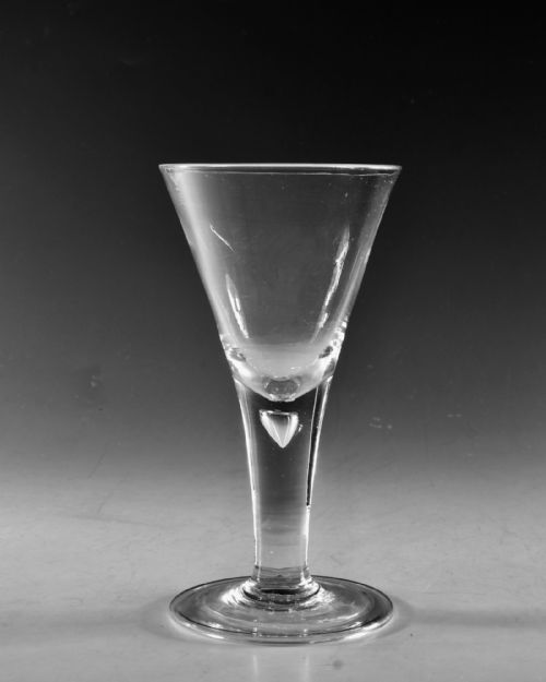 ANTIQUE GLASS WINE GOBLET PLAIN STEM ENGLISH C1745 - ADDITIONAL PHOTO 2