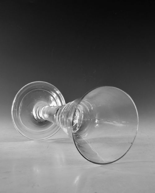 ANTIQUE GLASS WINE GOBLET PLAIN STEM ENGLISH C1745 - ADDITIONAL PHOTO 4