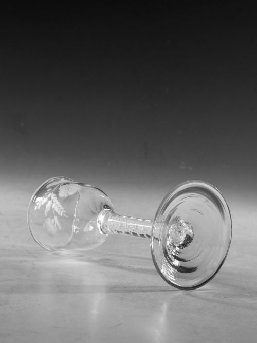 ANTIQUE GLASS WINE GLASS OPAQUE TWIST ENGLISH C1765 - ADDITIONAL PHOTO 4