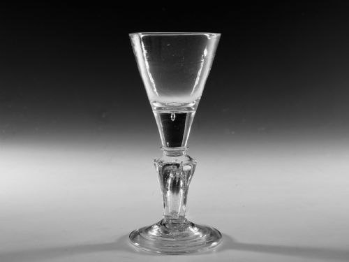 antique glass wine glass pedestal stem english c1725 - CATEGORY: ANTIQUE GLASS - DATED 18TH CENTURY