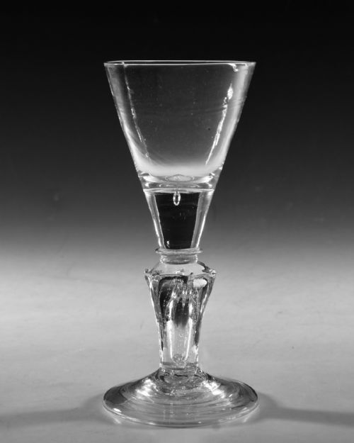 ANTIQUE GLASS WINE GLASS PEDESTAL STEM ENGLISH C1725 - ADDITIONAL PHOTO 1