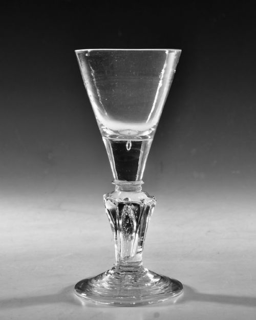 ANTIQUE GLASS WINE GLASS PEDESTAL STEM ENGLISH C1725 - ADDITIONAL PHOTO 6