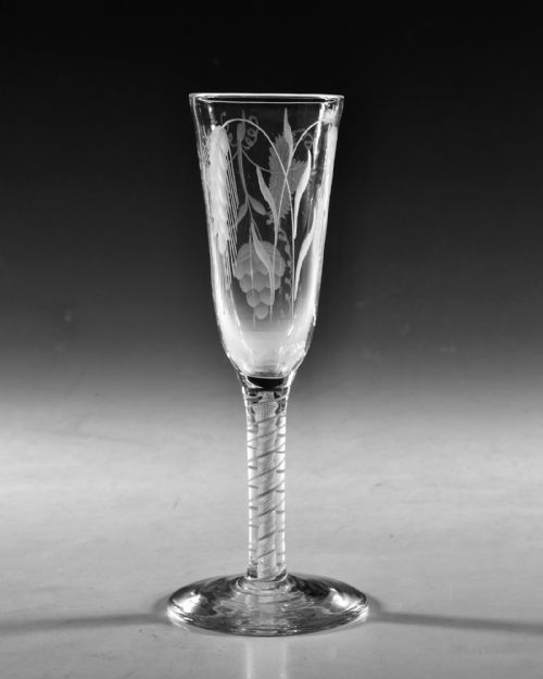 ANTIQUE GLASS OPAQUE TWIST ALE GLASS ENGLISH C1765 - ADDITIONAL PHOTO 1