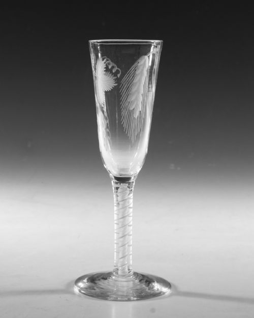 ANTIQUE GLASS OPAQUE TWIST ALE GLASS ENGLISH C1765 - ADDITIONAL PHOTO 2