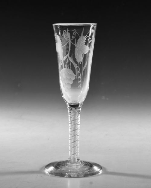 ANTIQUE GLASS OPAQUE TWIST ALE GLASS ENGLISH C1765 - ADDITIONAL PHOTO 3