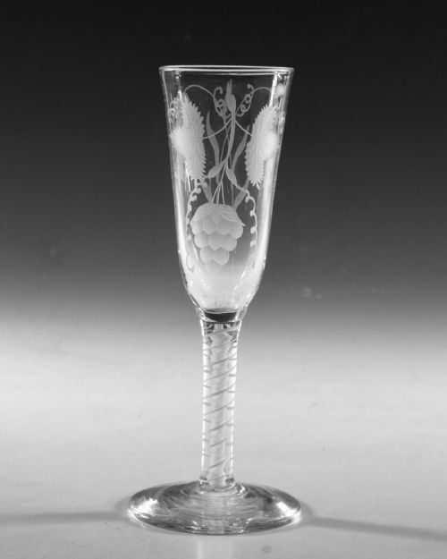 ANTIQUE GLASS OPAQUE TWIST ALE GLASS ENGLISH C1765 - ADDITIONAL PHOTO 4