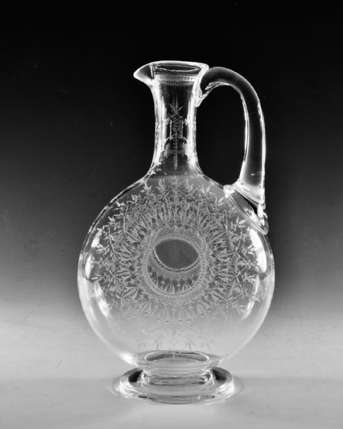 ANTIQUE GLASS CLARET JUG MAGNUM ENGLISH C1870 - ADDITIONAL PHOTO 1