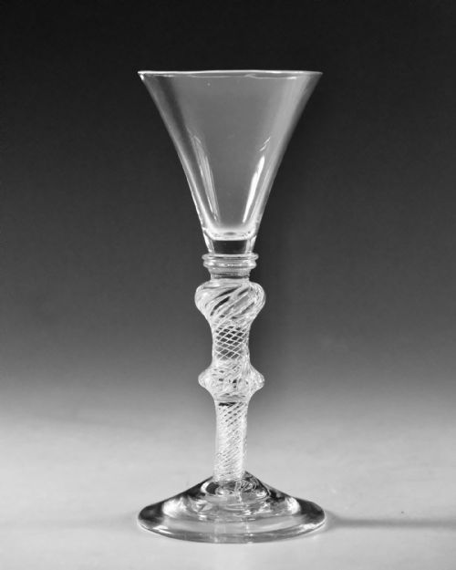 ANTIQUE GLASS AIR TWIST WINE GLASS ENGLISH C1755 - ADDITIONAL PHOTO 1