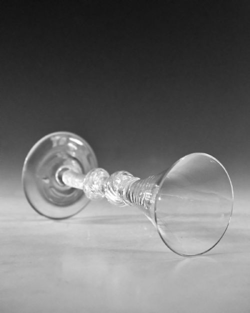 ANTIQUE GLASS AIR TWIST WINE GLASS ENGLISH C1755 - ADDITIONAL PHOTO 3