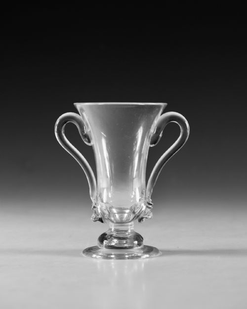 ANTIQUE GLASS JELLY GLASS DOUBLE HANDLE ENGLISH C1750 - ADDITIONAL PHOTO 1