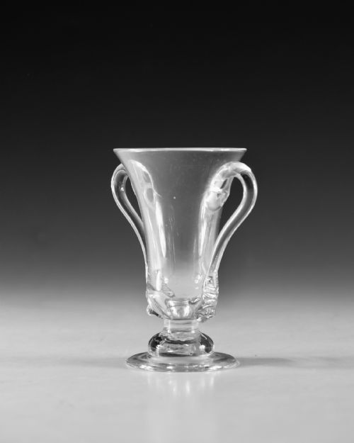 ANTIQUE GLASS JELLY GLASS DOUBLE HANDLE ENGLISH C1750 - ADDITIONAL PHOTO 2