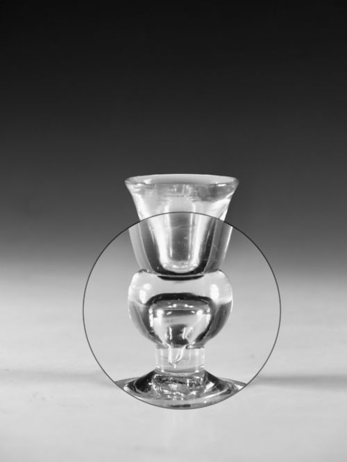 ANTIQUE GLASS BALUSTER DECEPTIVE DRAM GLASS ENGLISH C1710 - ADDITIONAL PHOTO 5
