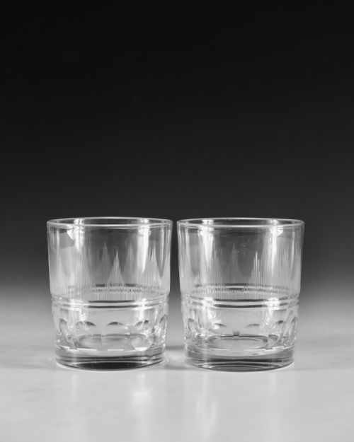 ANTIQUE GLASS TUMBLERS PAIR ENGLISH C183040 - ADDITIONAL PHOTO 1