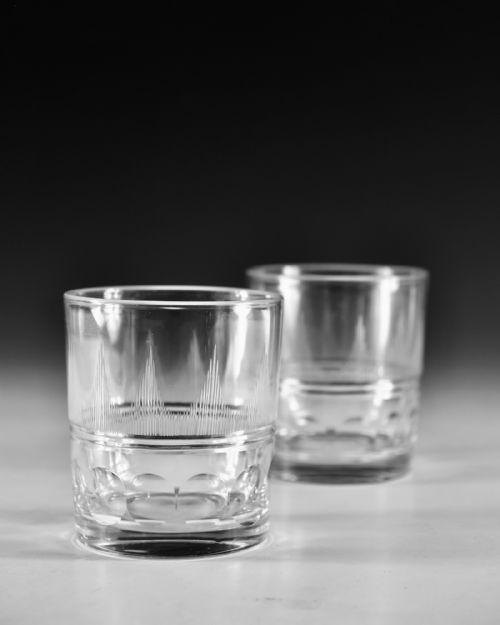 ANTIQUE GLASS TUMBLERS PAIR ENGLISH C183040 - ADDITIONAL PHOTO 2
