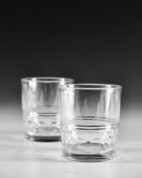 ANTIQUE GLASS TUMBLERS PAIR ENGLISH C183040 - ADDITIONAL PHOTO 3