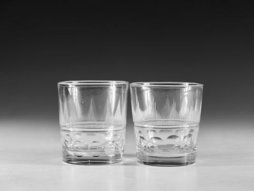 antique glass tumblers pair english c183040 - CATEGORY: ANTIQUE GLASS - DATED 19TH CENTURY