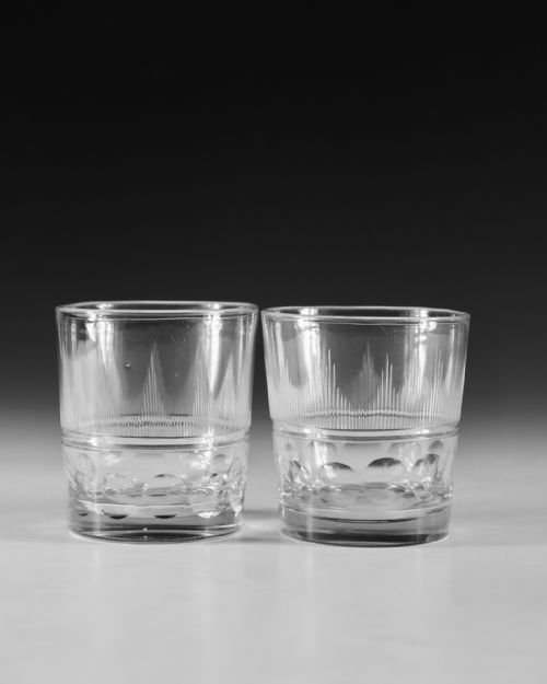 ANTIQUE GLASS TUMBLERS PAIR ENGLISH C183040 - ADDITIONAL PHOTO 1