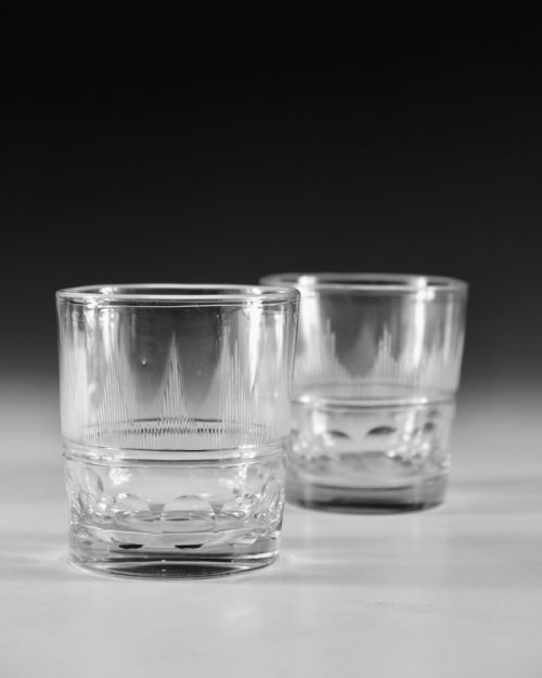 ANTIQUE GLASS TUMBLERS PAIR ENGLISH C183040 - ADDITIONAL PHOTO 2