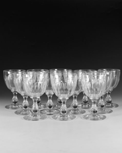 ANTIQUE GLASS TWELVE WINE GLASSES ENGLISH C1890 - ADDITIONAL PHOTO 1