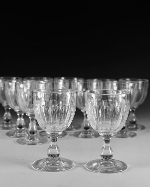 ANTIQUE GLASS TWELVE WINE GLASSES ENGLISH C1890 - ADDITIONAL PHOTO 2