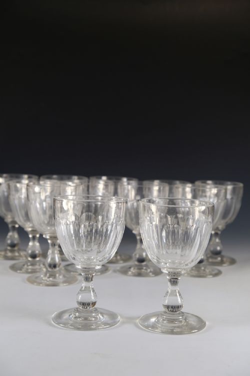 ANTIQUE GLASS TWELVE WINE GLASSES ENGLISH C1890 - ADDITIONAL PHOTO 3