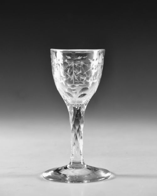 ANTIQUE GLASS FACET WINE GLASS ENGLISH C1780 - ADDITIONAL PHOTO 4