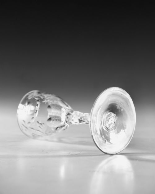 ANTIQUE GLASS FACET WINE GLASS ENGLISH C1780 - ADDITIONAL PHOTO 5