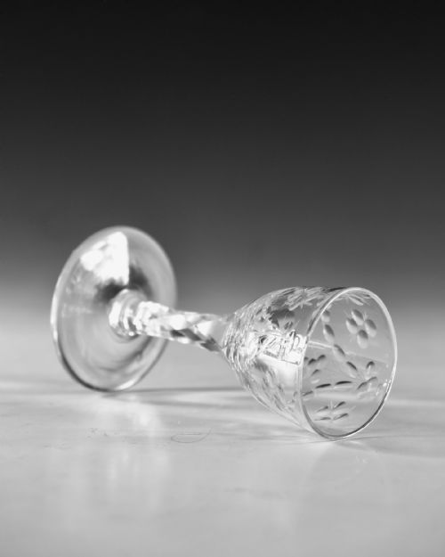 ANTIQUE GLASS FACET WINE GLASS ENGLISH C1780 - ADDITIONAL PHOTO 6