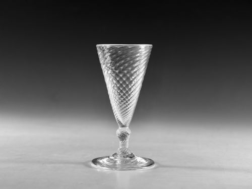 antique glass ale glass wrythen english c1790 - CATEGORY: ANTIQUE GLASS - DATED 18TH CENTURY