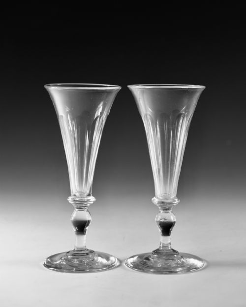 ANTIQUE GLASS FLUTES PAIR ENGLISH C1830 - ADDITIONAL PHOTO 1