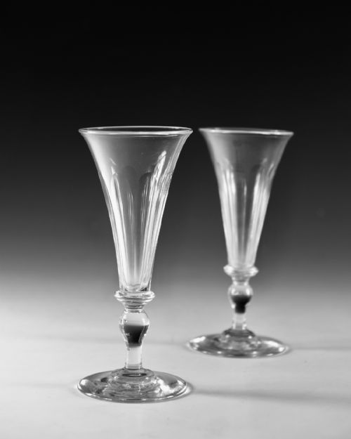 ANTIQUE GLASS FLUTES PAIR ENGLISH C1830 - ADDITIONAL PHOTO 2
