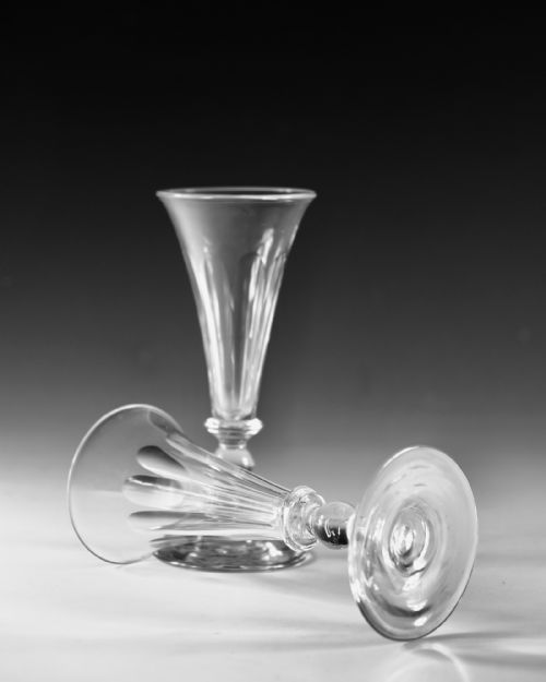 ANTIQUE GLASS FLUTES PAIR ENGLISH C1830 - ADDITIONAL PHOTO 4