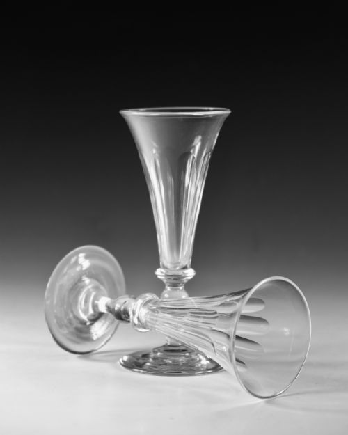 ANTIQUE GLASS FLUTES PAIR ENGLISH C1830 - ADDITIONAL PHOTO 5