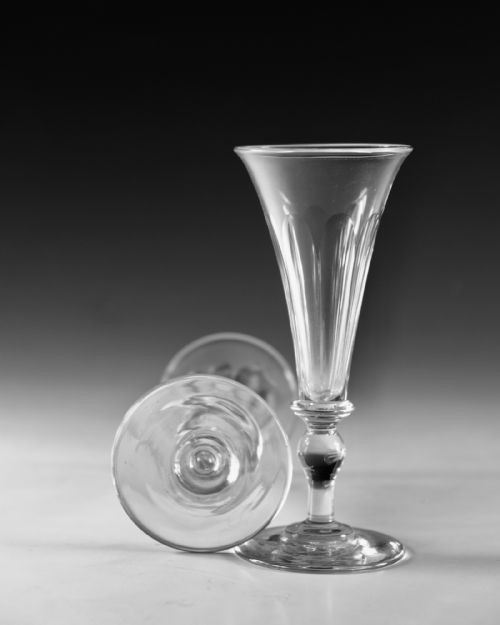 ANTIQUE GLASS FLUTES PAIR ENGLISH C1830 - ADDITIONAL PHOTO 6