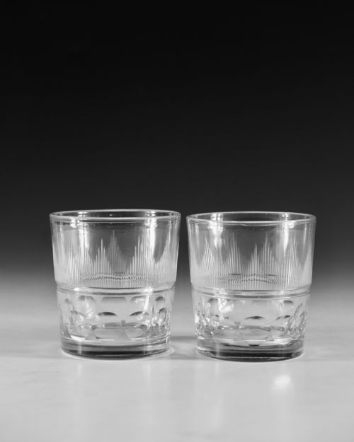 ANTIQUE GLASS TUMBLERS PAIR ENGLISH C183040ANTIQUE GLASS TUMBLERS PAIR ENGLISH C183040 - ADDITIONAL PHOTO 1