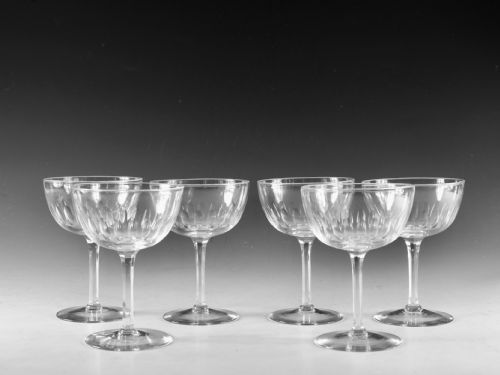 antique glass six champagne glass english c1890 - CATEGORY: ANTIQUE GLASS - DATED 19TH CENTURY