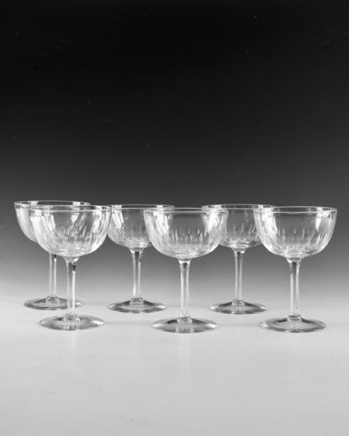 ANTIQUE GLASS SIX CHAMPAGNE GLASS ENGLISH C1890 - ADDITIONAL PHOTO 1