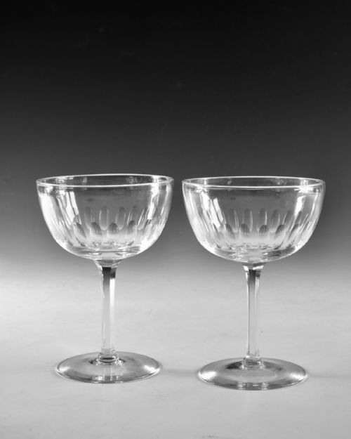 ANTIQUE GLASS SIX CHAMPAGNE GLASS ENGLISH C1890 - ADDITIONAL PHOTO 2