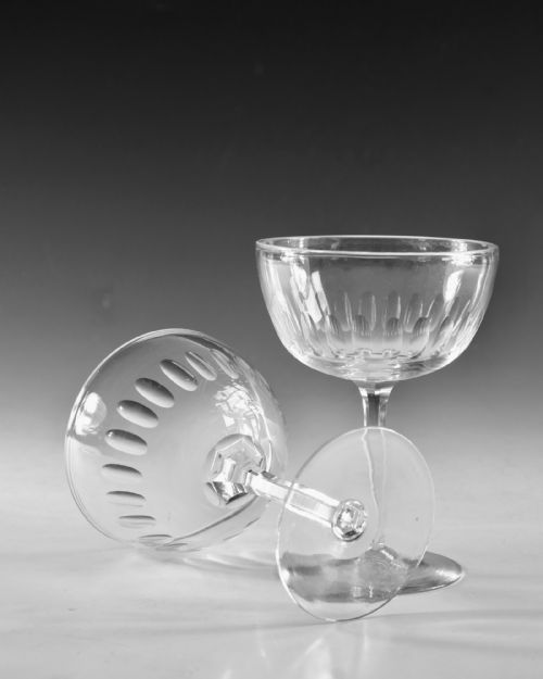 ANTIQUE GLASS SIX CHAMPAGNE GLASS ENGLISH C1890 - ADDITIONAL PHOTO 3