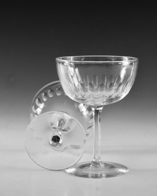ANTIQUE GLASS SIX CHAMPAGNE GLASS ENGLISH C1890 - ADDITIONAL PHOTO 5
